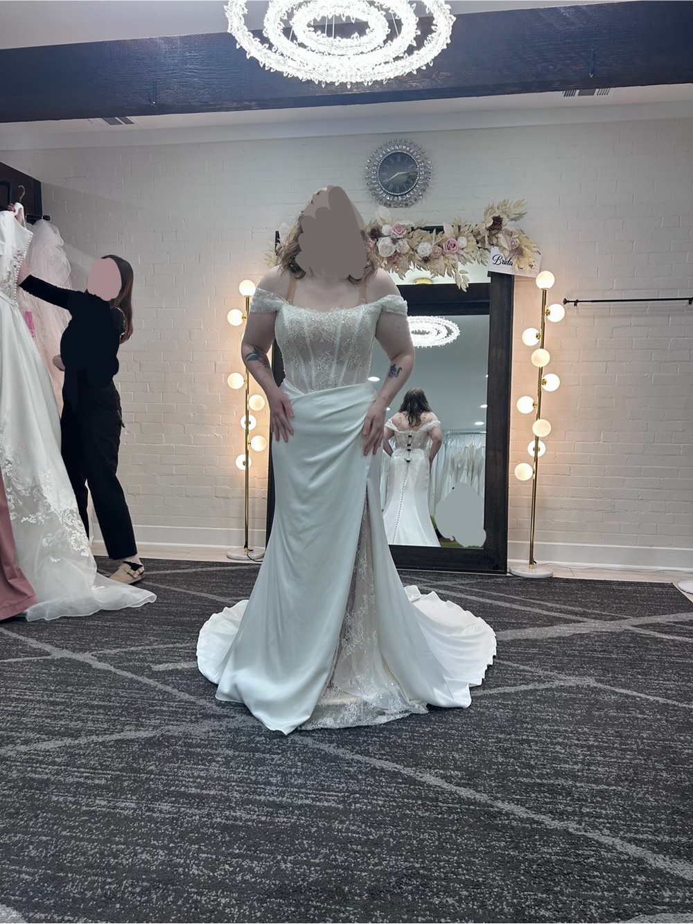 Sundays Bridal: A-Line Wedding Dress, Sequin Slit, Bride Hanger, Lace Sleeves
